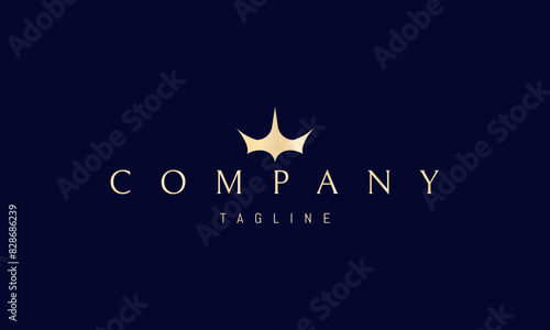 Vector golden logo with an abstract image of a crown.
