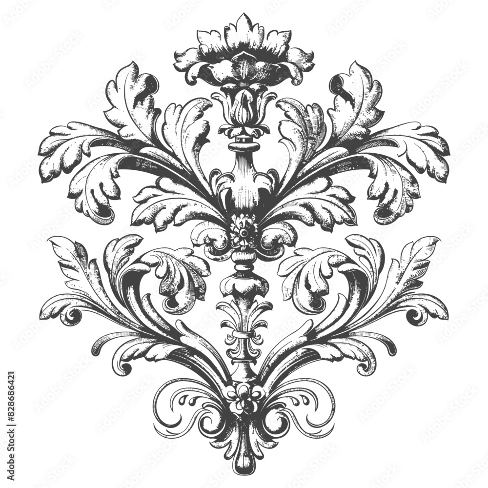 Baroque ornament filigree floral element with engraving style Baroque ornament filigree floral element with engraving style