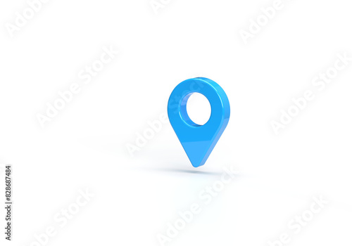 Blue path marker, pins on the map. 3d rendering on the topic of travel, flights, tours, travel company, navigation, route. Transparent background.