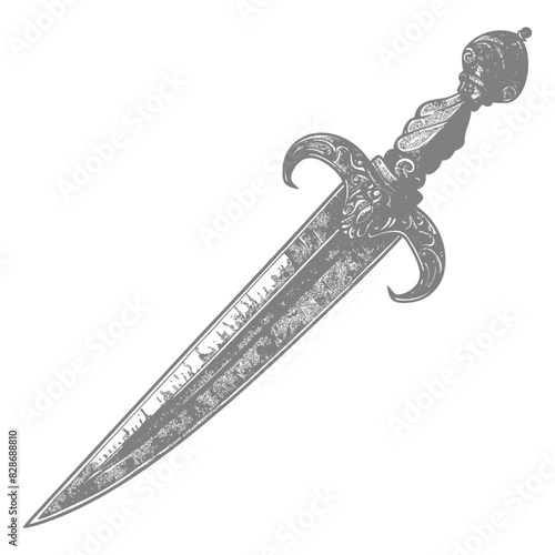 ancient dagger weapon with old engraving style