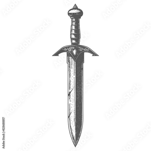 ancient dagger weapon with old engraving style