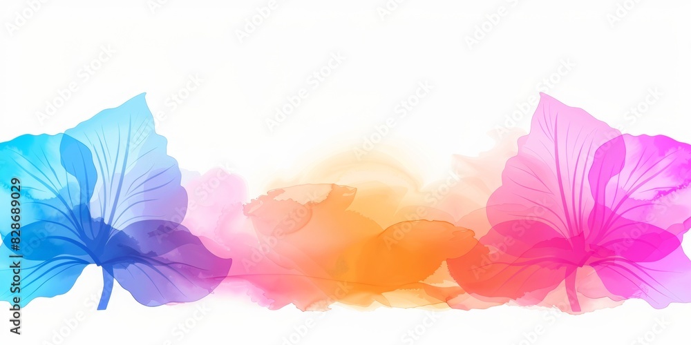 Obraz premium Watercolor smooth painting, very dreamy flowers in different colors standing tall in a field