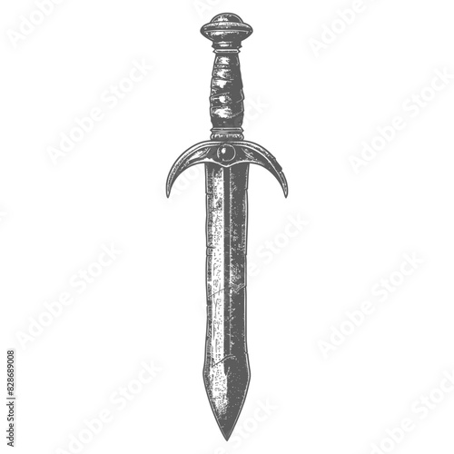 ancient dagger weapon with old engraving style