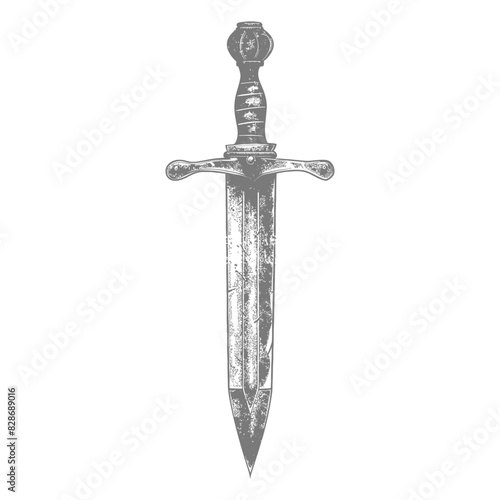 ancient dagger weapon with old engraving style