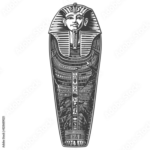 ancient egypt sarcophagus with engraving style