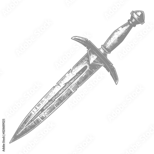 ancient dagger weapon with old engraving style