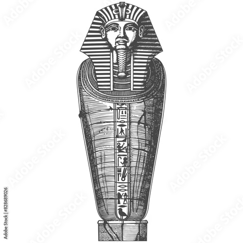 ancient egypt sarcophagus with engraving style