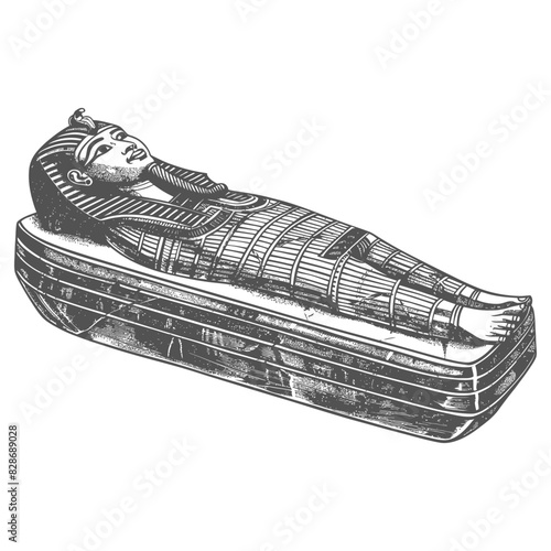 ancient egypt sarcophagus with engraving style