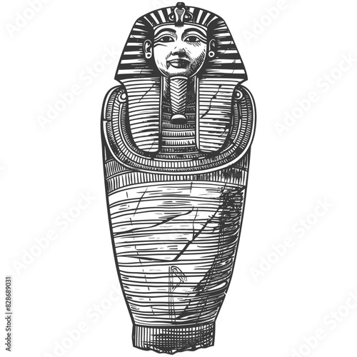 ancient egypt sarcophagus with engraving style