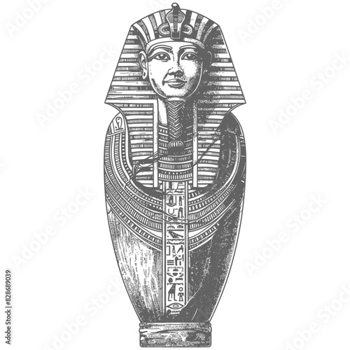 ancient egypt sarcophagus with engraving style