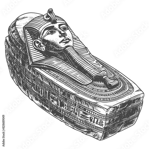 ancient egypt sarcophagus with engraving style