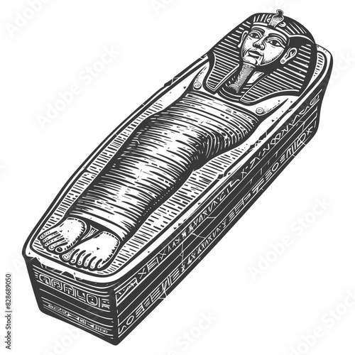 ancient egypt sarcophagus with engraving style