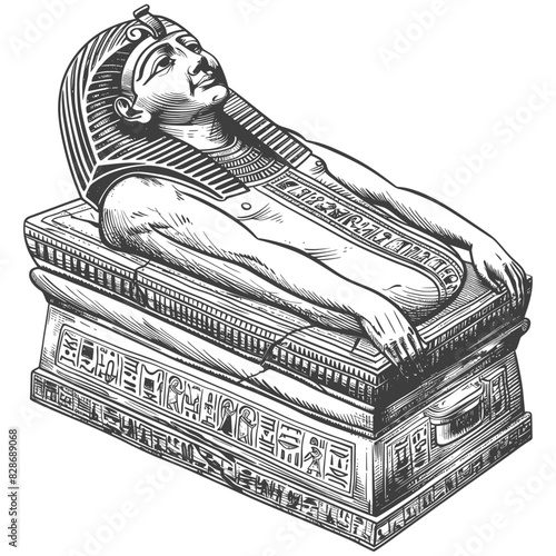 ancient egypt sarcophagus with engraving style