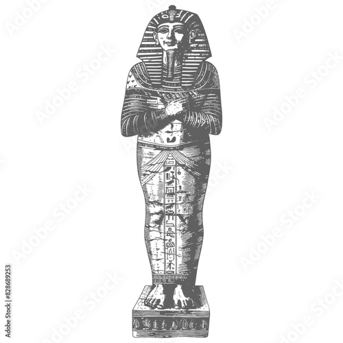 ancient egypt sarcophagus with old engraving style