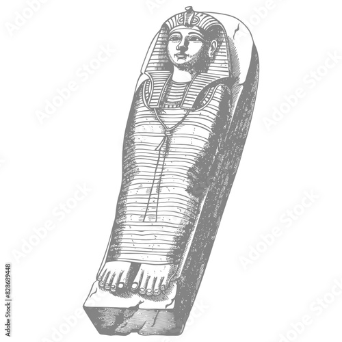 ancient egypt sarcophagus with old engraving style