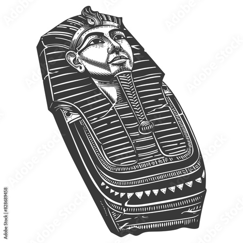 ancient egypt sarcophagus with old engraving style