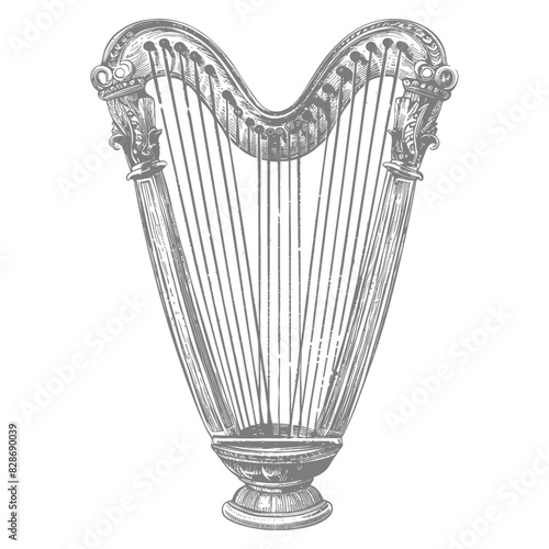 ancient lyre with engraving style