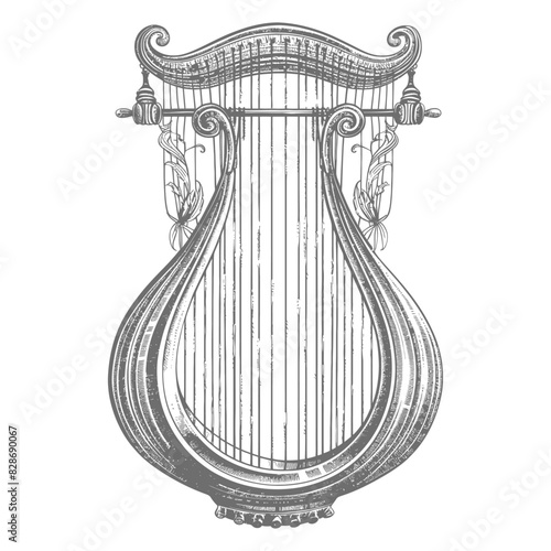 ancient lyre with engraving style