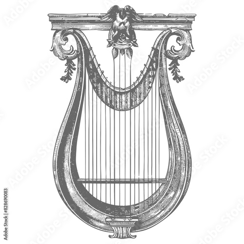 ancient lyre with engraving style