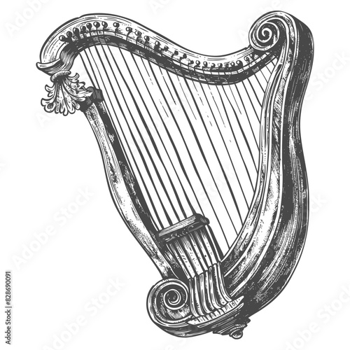 ancient lyre with engraving style