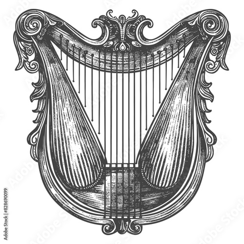 ancient lyre with engraving style