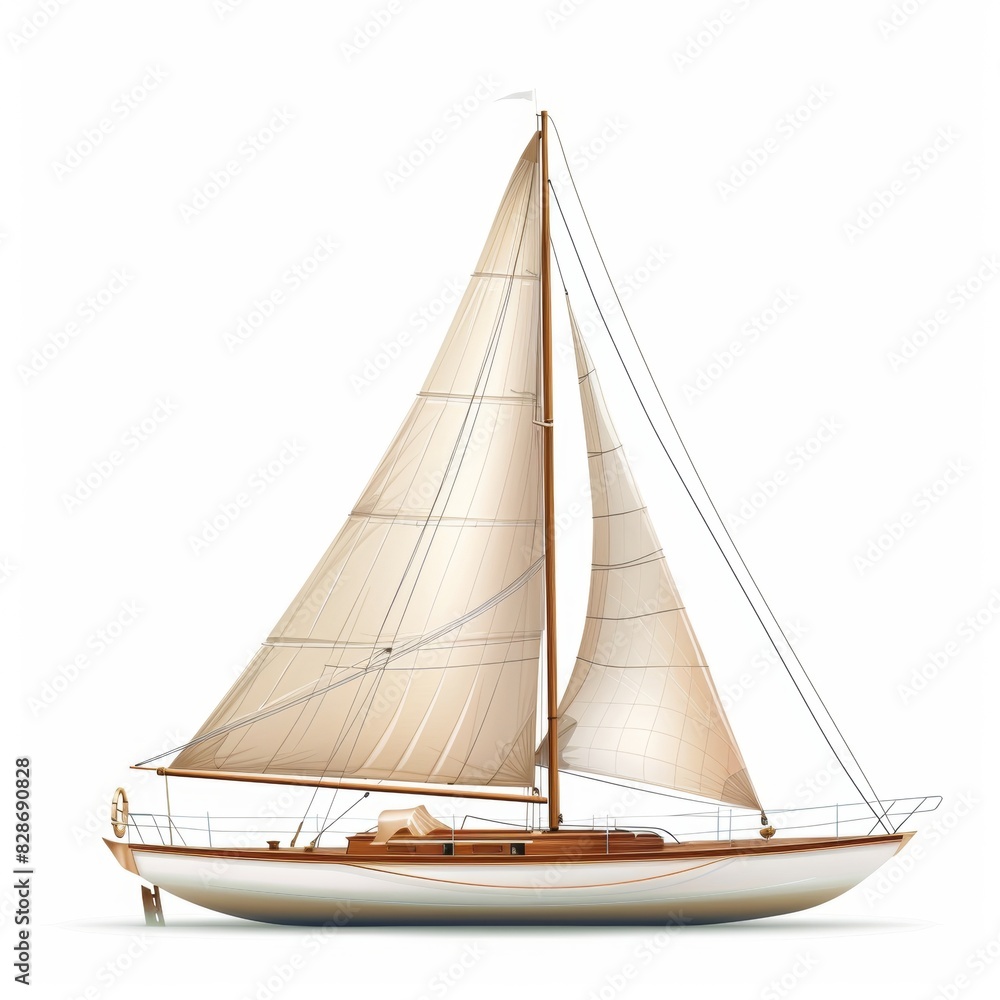 Sailing boat, realistic style, simple background, white background Sailing boat, realistic style, simple background, white background