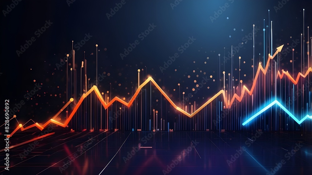 Digital transformation abstract technology background with a futuristic rise arrow chart. Large data, company expansion, currency stock, and investment Digital transformation abstract technology background with a futuristic rise arrow chart. Large data, company expansion, currency stock, and investment