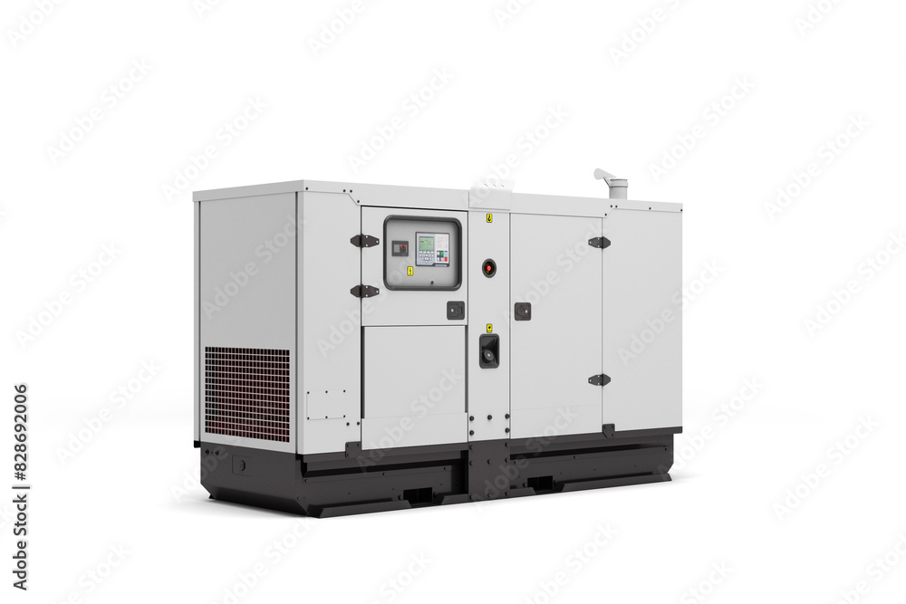 Mobile diesel generator for emergency electric power right view 3d render on white