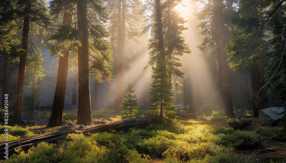 A sunlight streaming through trees, San Bernardino National Forest