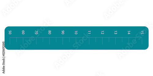 Realistic Horizontal Ruler Icon Isolated On White Background, Measuring Scale Vector Illustration.	
