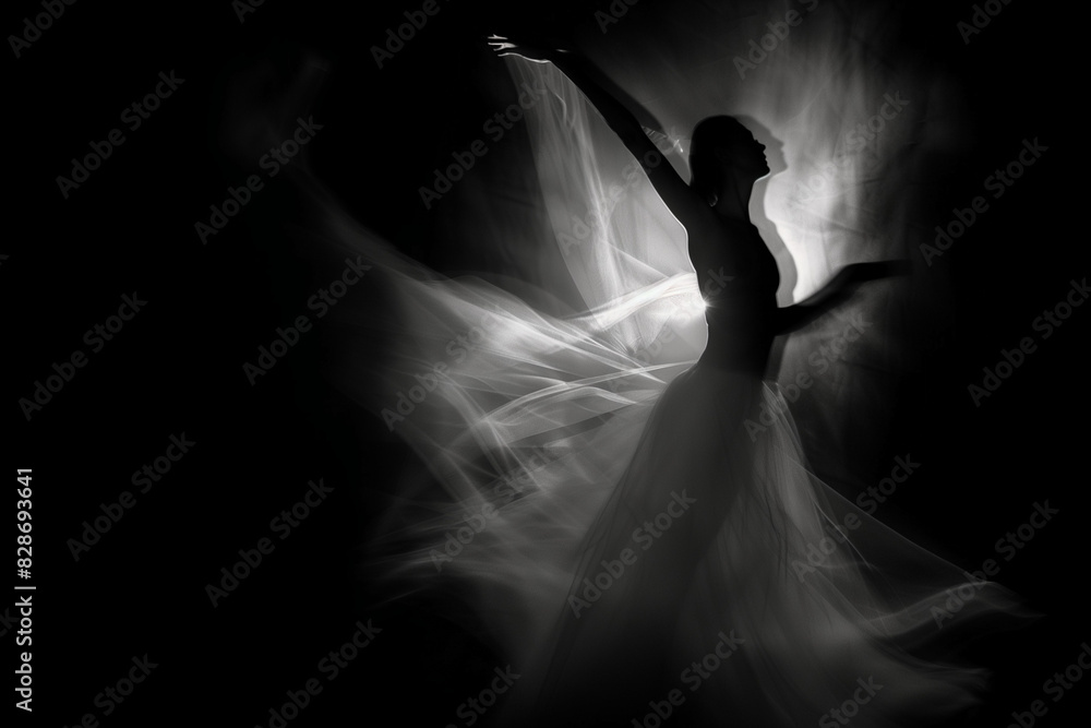 Fototapeta premium Artistic black and white image of a woman's body in a graceful pose, focusing on the elegance of the human form