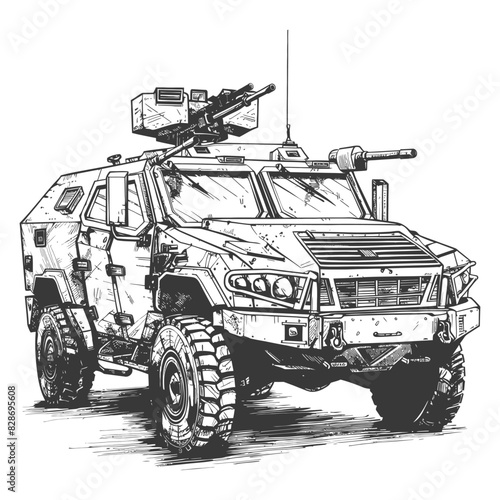 armored vehicle with engraving style