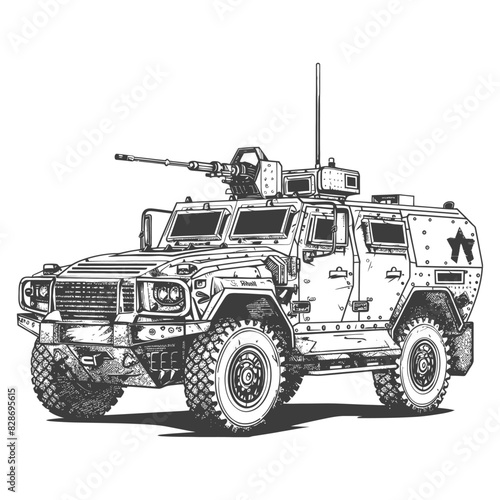 armored vehicle with engraving style