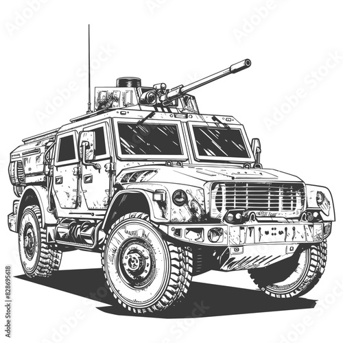 armored vehicle with engraving style