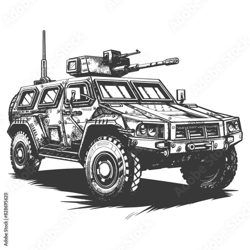 armored vehicle with engraving style