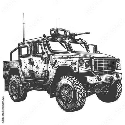 armored vehicle with engraving style