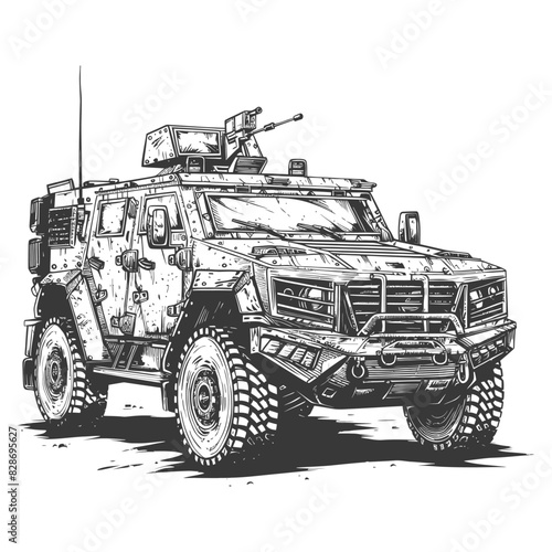 armored vehicle with engraving style