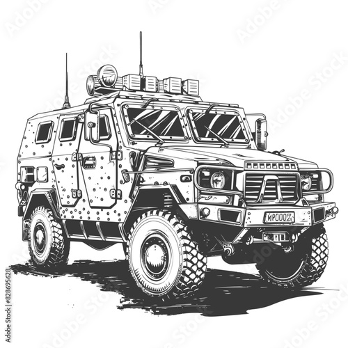 armored vehicle with engraving style