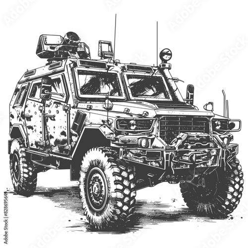 armored vehicle with engraving style