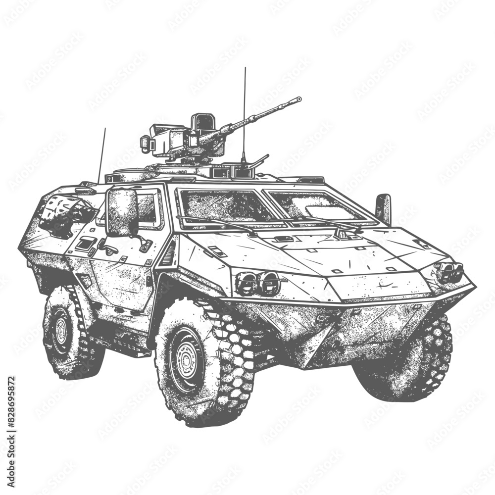 armored vehicle with old engraving style armored vehicle with old engraving style