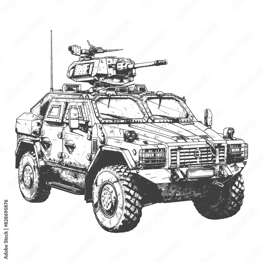 armored vehicle with old engraving style armored vehicle with old engraving style
