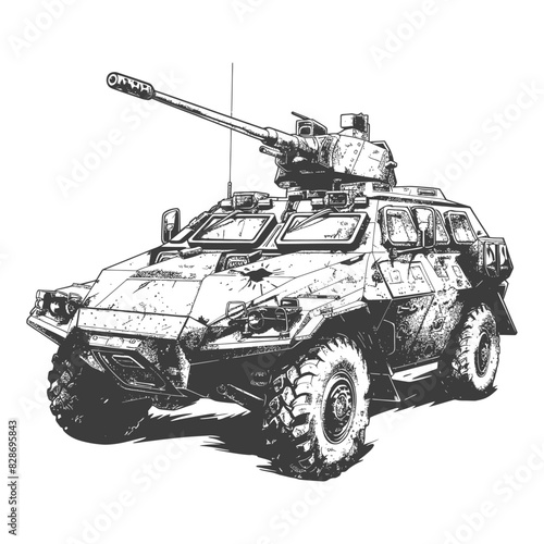 armored vehicle with engraving style