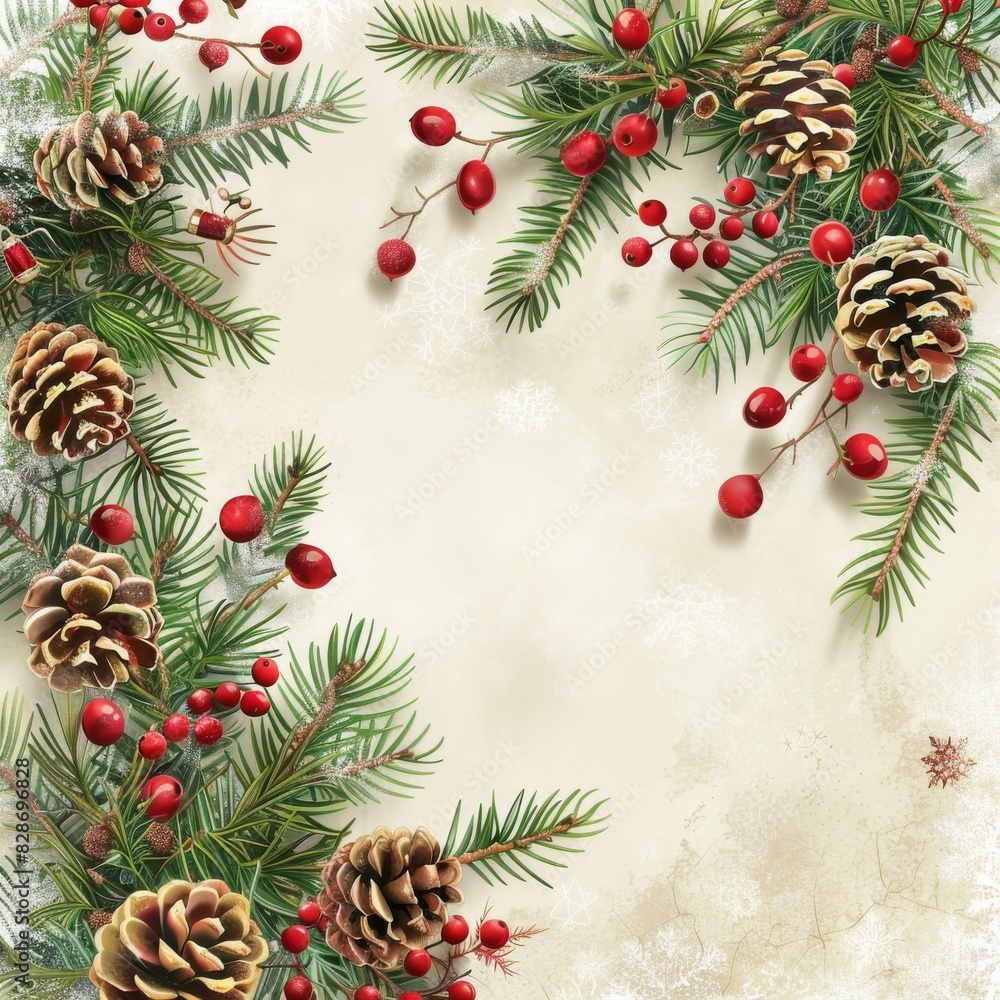 Christmas Wreath with Pine Cones and Berries Christmas Wreath with Pine Cones and Berries