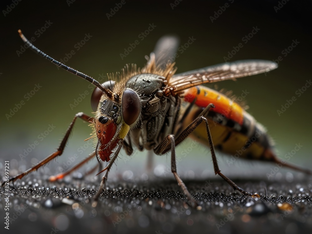Close-up of a mosquito on a textured surface, detailed macro photography, insect Close-up of a mosquito on a textured surface, detailed macro photography, insect