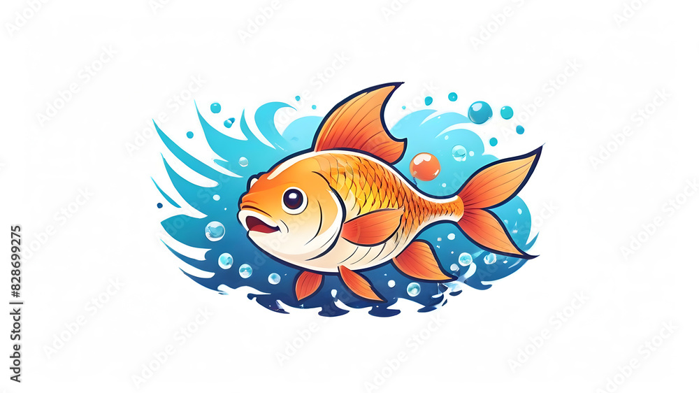 Colored fish themed logo icon symbol emblem, Generative AI Colored fish themed logo icon symbol emblem, Generative AI