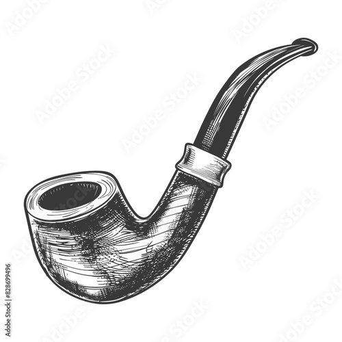 a smoking pipe with old engraving style