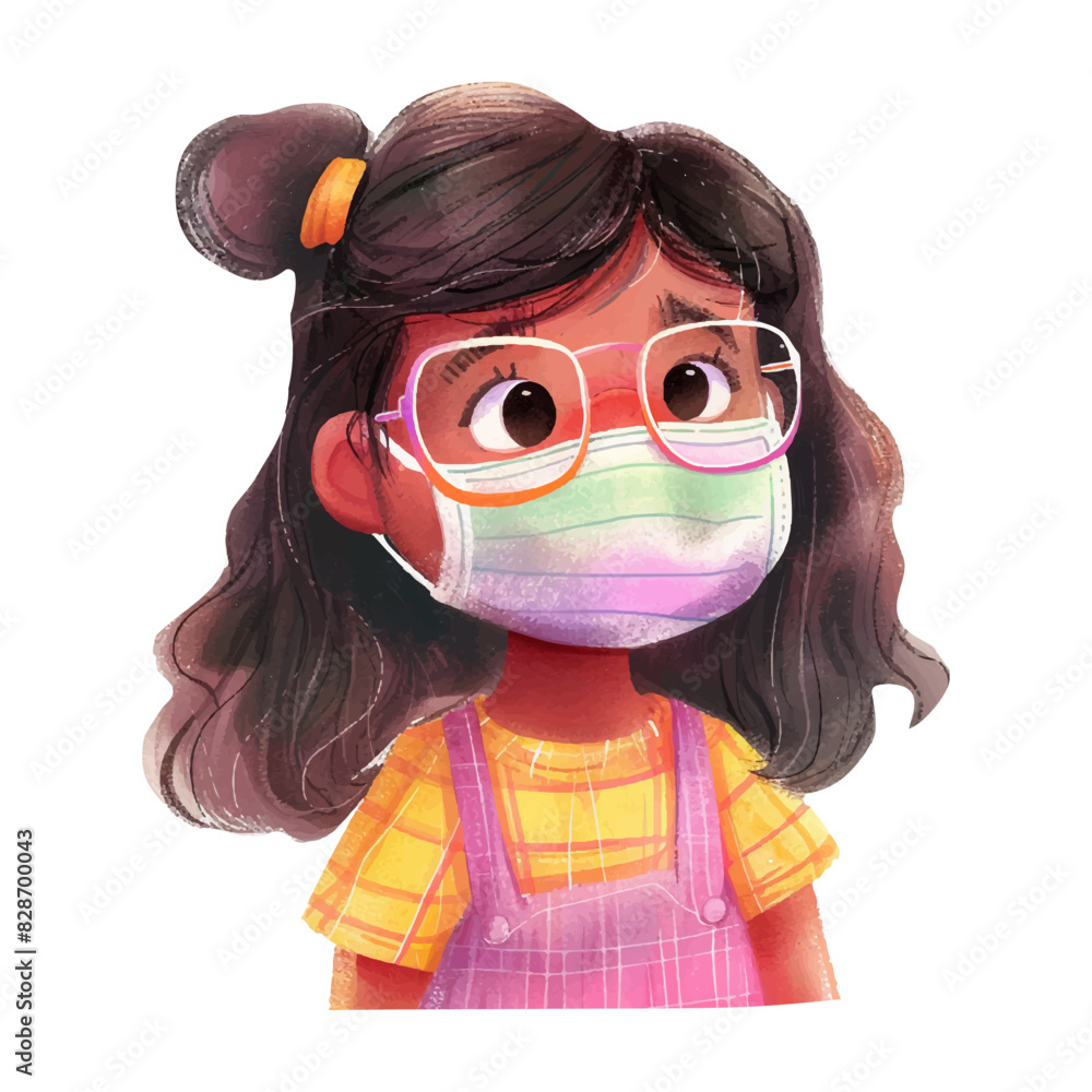 Fototapeta premium Cute girl wearing medical mask (5)