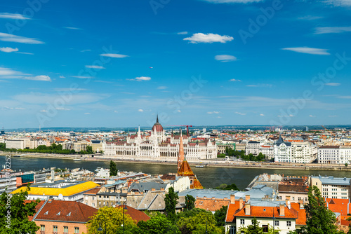Budapest summer city view with Hungarian parliament building and Danube river, Hungary photo