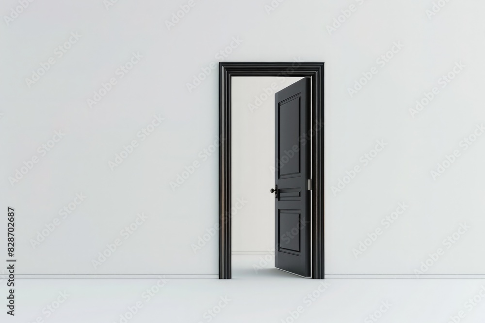 The concept of opportunity illustrated through simplicity: an open door against a crisp white backdrop, symbolizing the gateway to new possibilities. The concept of opportunity illustrated through simplicity: an open door against a crisp white backdrop, symbolizing the gateway to new possibilities.