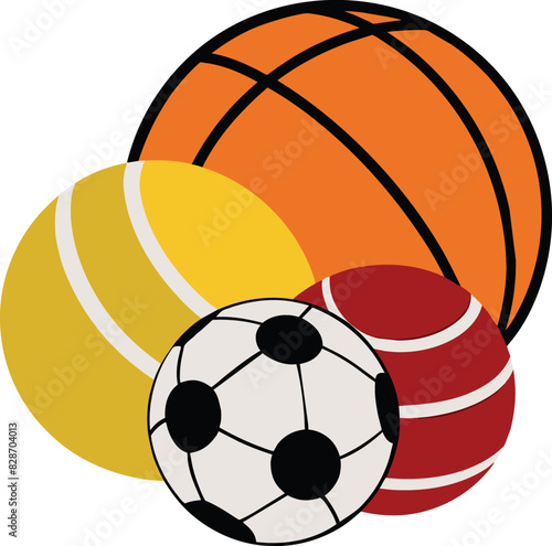 Vibrant Collection of Popular Sports Balls Basketball, Tennis, Soccer, and Handball Illustration on White Background